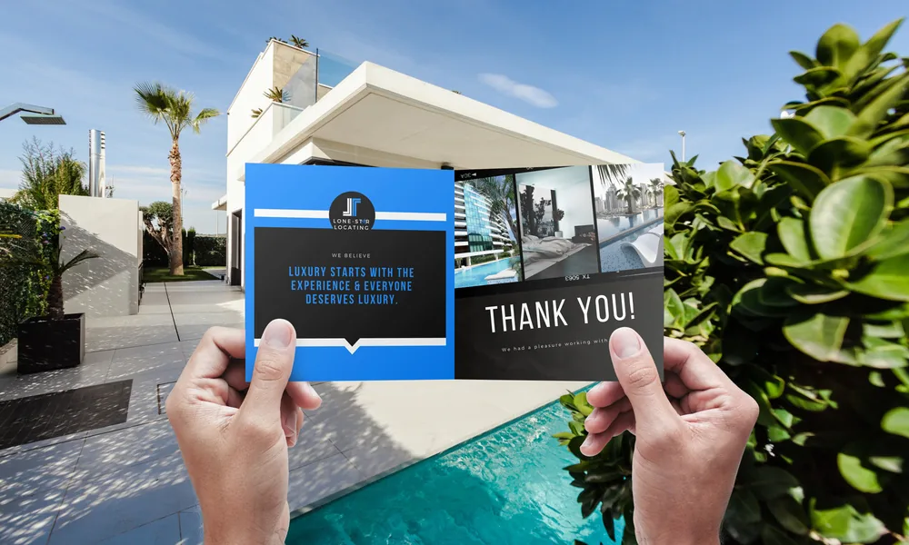 Lone Star Locating business card and tablet mock-ups.