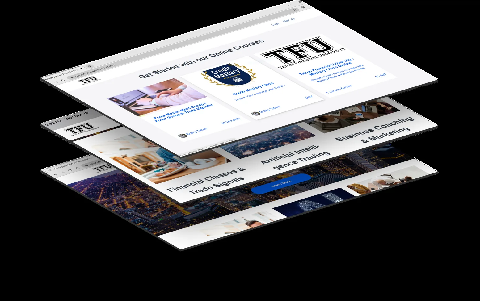 TFU online course pages.